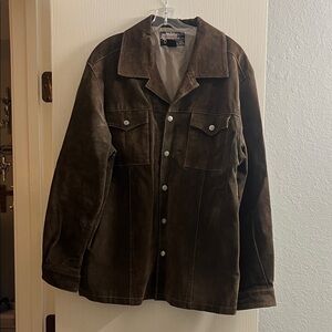 Men's Dark Brown Suede Shirt Jacket
